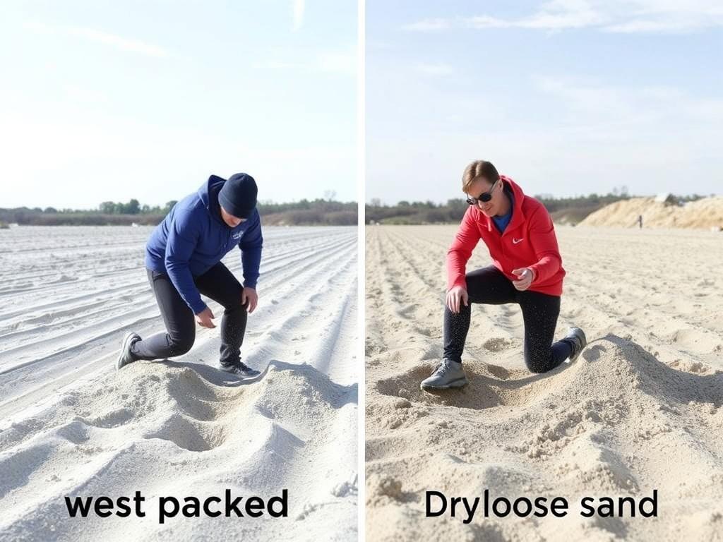 Тренировки на песке: плюсы и минусы. Comparing wet packed sand and dry loose sand Тренировки на песке: плюсы и минусы. Comparing wet packed sand and dry loose sand